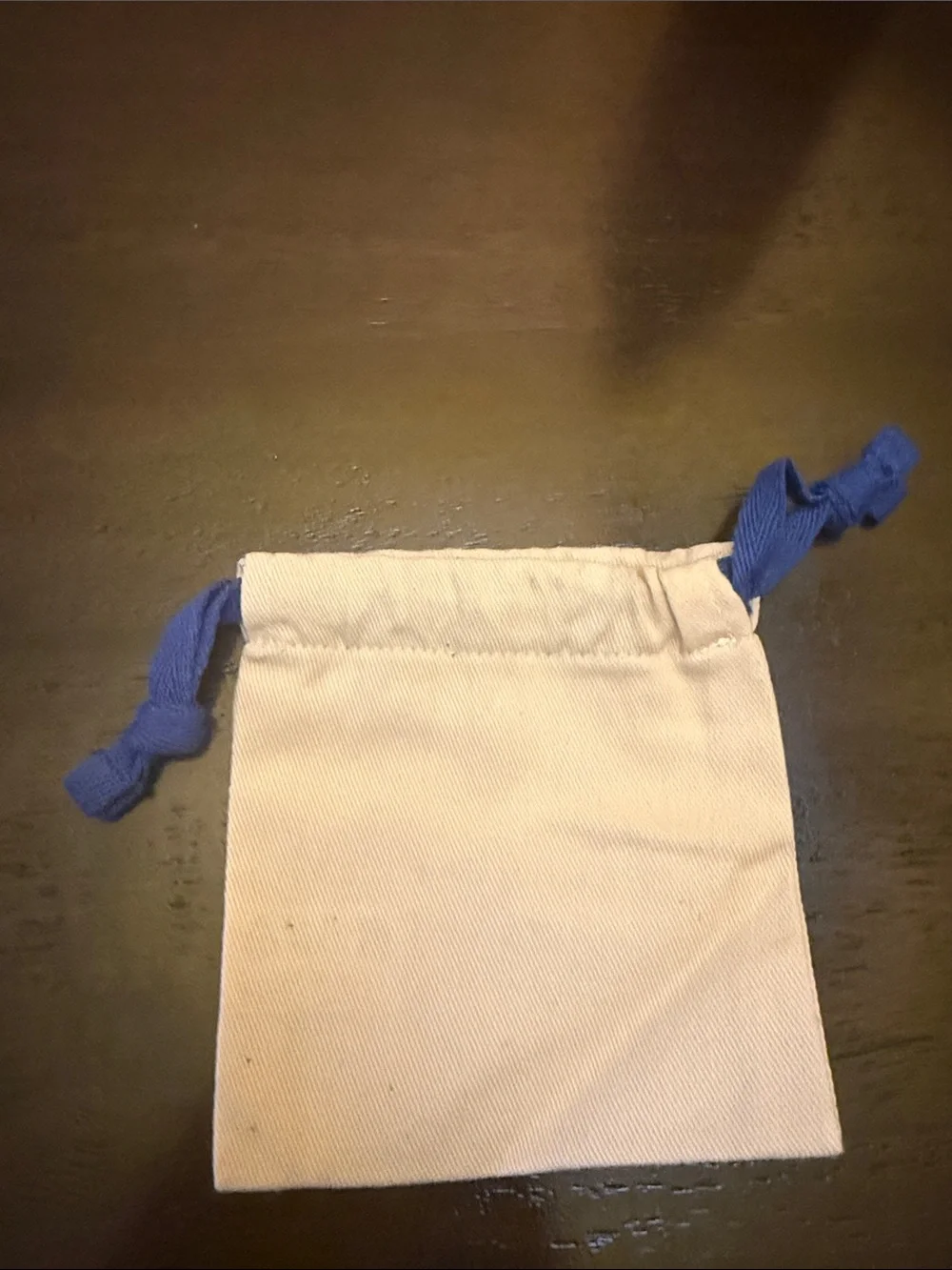 Louis Vuitton Small Beige Drawstring Pouch with Blue Ties
